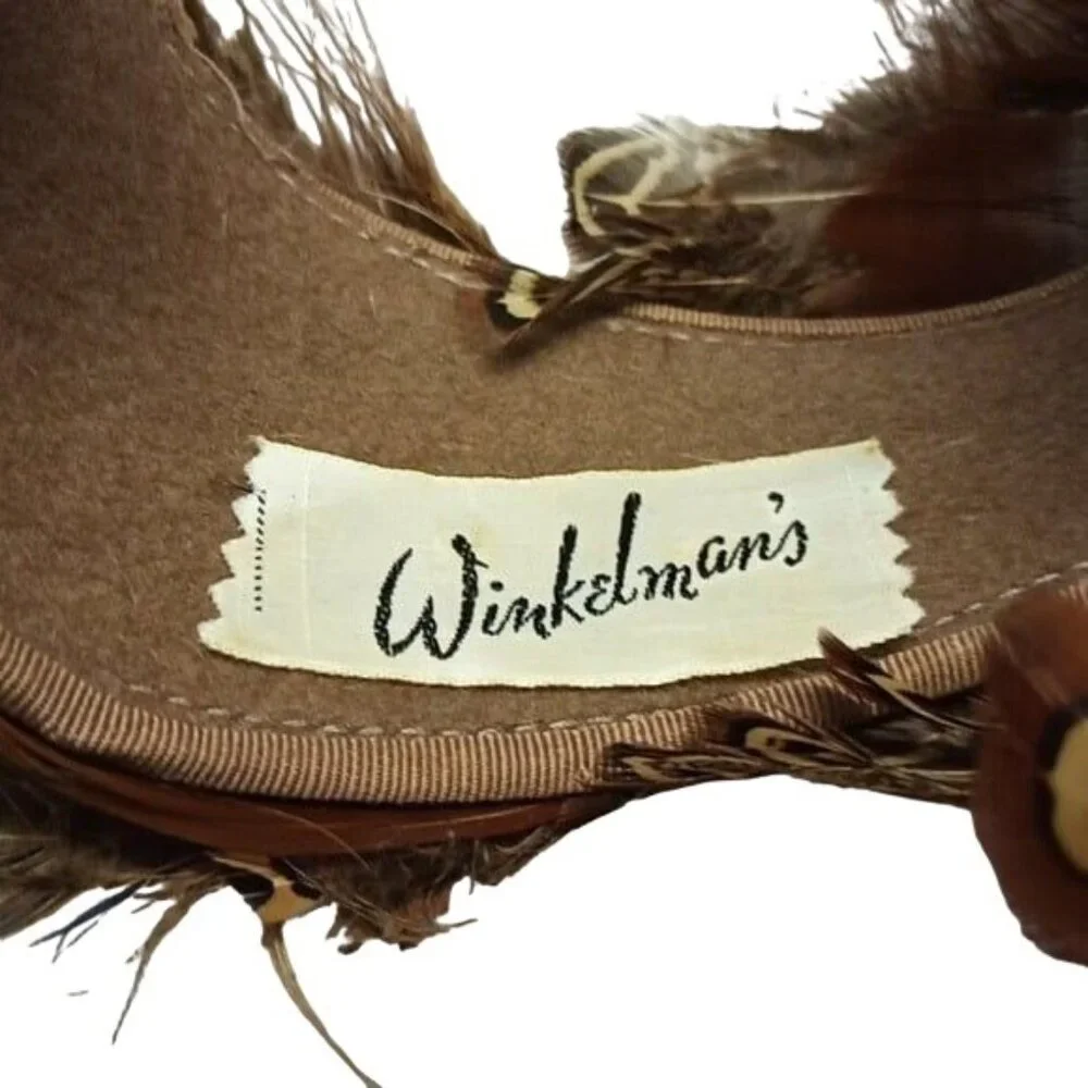 Vintage 1950 Winkleman's Pheasant Feather Half Hat Headband Fascinator